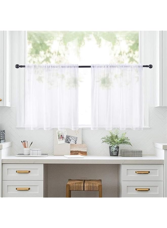 erorex 2 Panels Short Sheer Curtains 30 Inch Length for Kitchen Bathroom Cafe Half Window Treatment, Rod Pocket Tier Curtains, 24x30 Inches Long  - Image 1