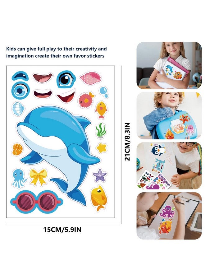 T-Antrix 42 Sheets Make Your Own Ocean Animals Stickers Make A Face Stickers for Kids Toddlers with 14 Sea Creature Designs DIY Craft Stickers Kids Party Favor Supplies Crafts - Image 3