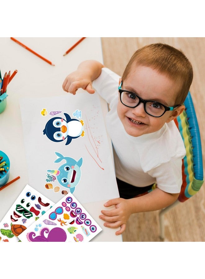 T-Antrix 42 Sheets Make Your Own Ocean Animals Stickers Make A Face Stickers for Kids Toddlers with 14 Sea Creature Designs DIY Craft Stickers Kids Party Favor Supplies Crafts - Image 4