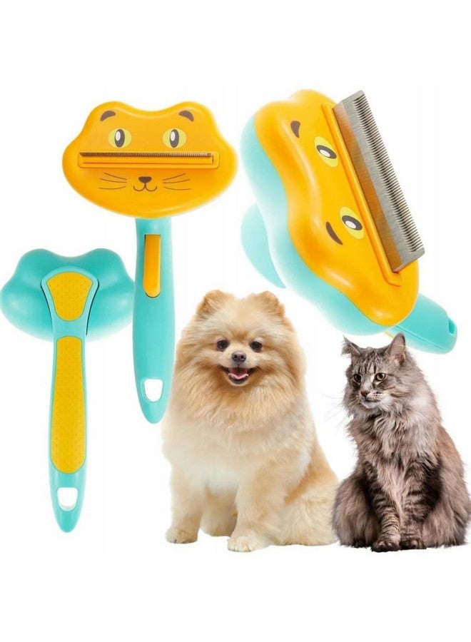 إيميلي بيتس فرشاة إزالة الشعر الزائد للكلاب/القطط - مشط لإزالة شعر الحيوانات الأليفة للكلاب والقطط مصنوع من الفولاذ المقاوم للصدأ | فرشاة للكلاب بتصميم قطة وفرشاة للقطط لجميع الكلاب/القطط لتدليك الحيوانات الأليفة - Image 2