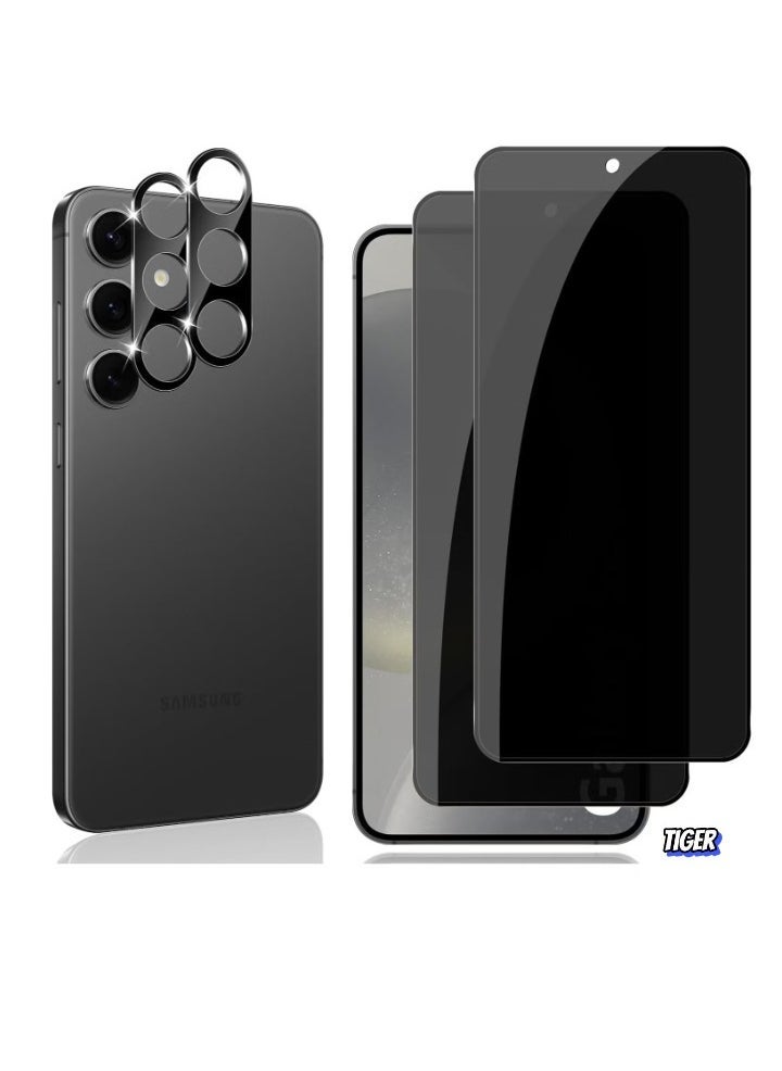 JAJEEK Privacy Screen for Samsung Galaxy S24 5G – Tempered Glass, Pack of 2 Privacy Screen Protectors & 2 Camera Lens Protectors, 9H Hardness, Anti-Spy, Anti-Scratch Protection - Image 1