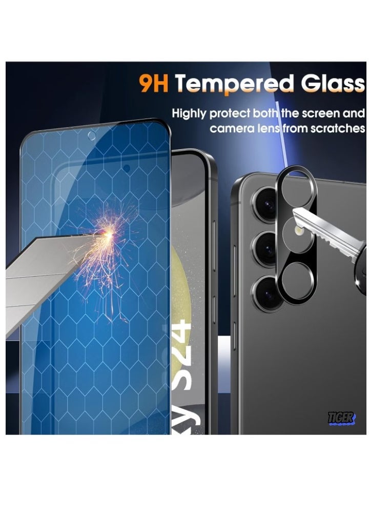 JAJEEK Privacy Screen for Samsung Galaxy S24 5G – Tempered Glass, Pack of 2 Privacy Screen Protectors & 2 Camera Lens Protectors, 9H Hardness, Anti-Spy, Anti-Scratch Protection - Image 2
