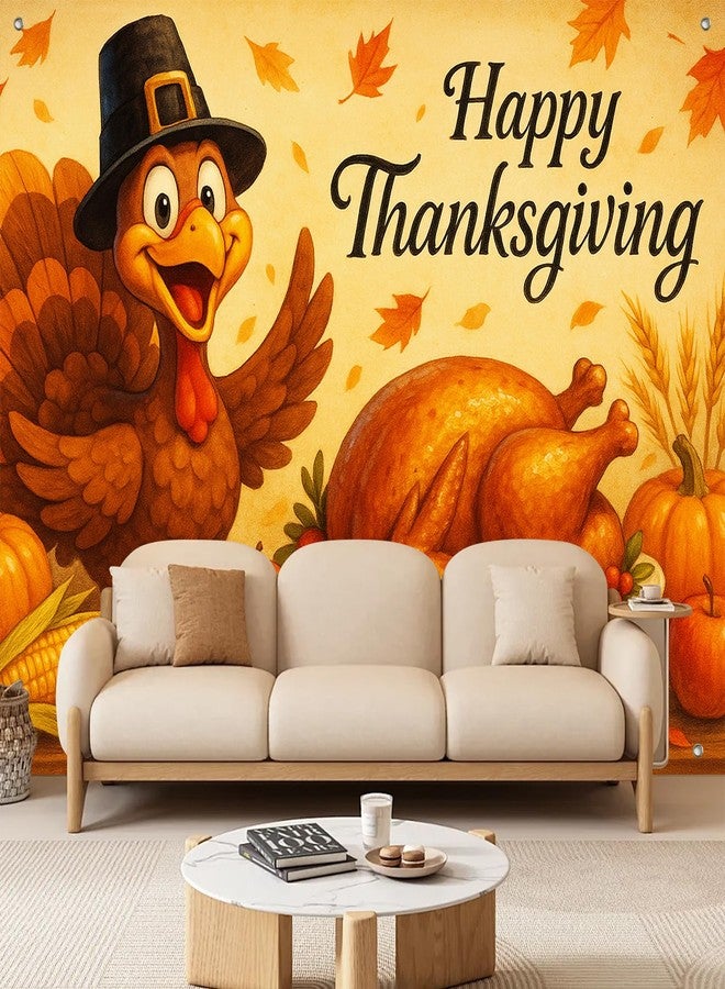 BlissYard Thanksgiving Backdrop Banner 8x6ft Turkey Harvest Decor Happy Thanksgiving Background Autumn Party Photo Backdrop Fall Party Supplies Outdoor Indoor Decoration - Image 2