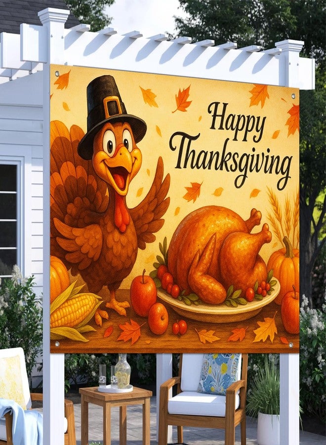 BlissYard Thanksgiving Backdrop Banner 8x6ft Turkey Harvest Decor Happy Thanksgiving Background Autumn Party Photo Backdrop Fall Party Supplies Outdoor Indoor Decoration - Image 5