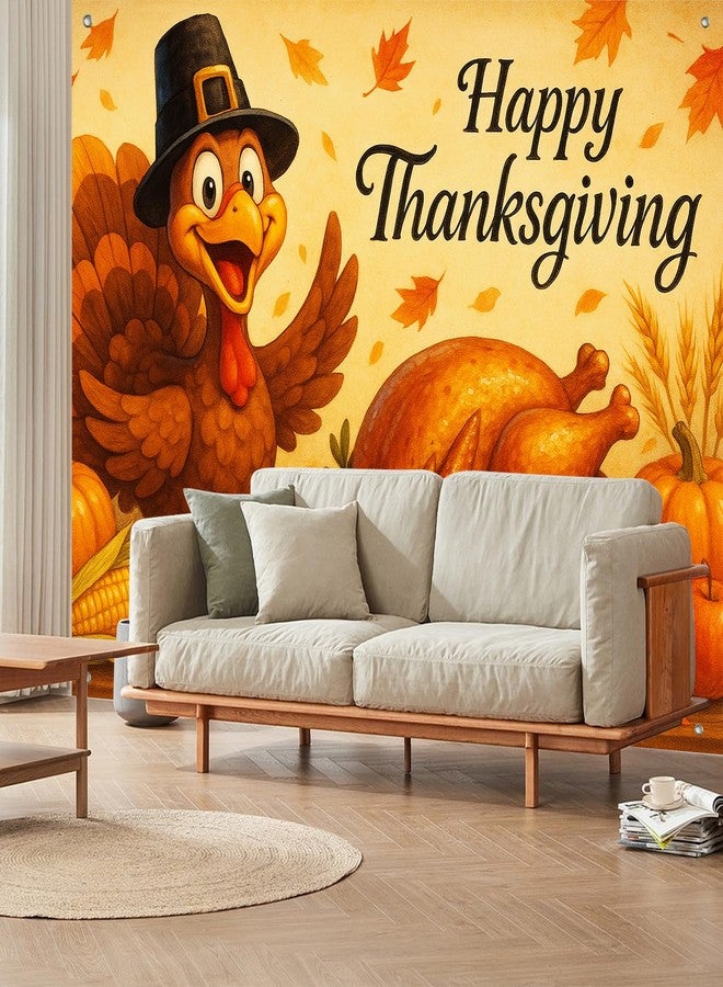 BlissYard Thanksgiving Backdrop Banner 8x6ft Turkey Harvest Decor Happy Thanksgiving Background Autumn Party Photo Backdrop Fall Party Supplies Outdoor Indoor Decoration - Image 4