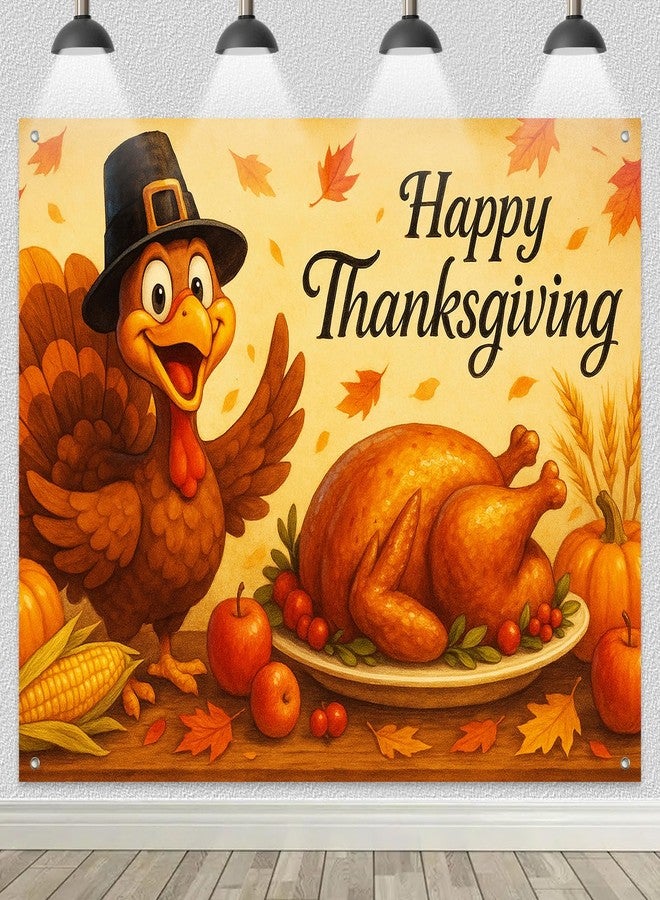 BlissYard Thanksgiving Backdrop Banner 8x6ft Turkey Harvest Decor Happy Thanksgiving Background Autumn Party Photo Backdrop Fall Party Supplies Outdoor Indoor Decoration - Image 1