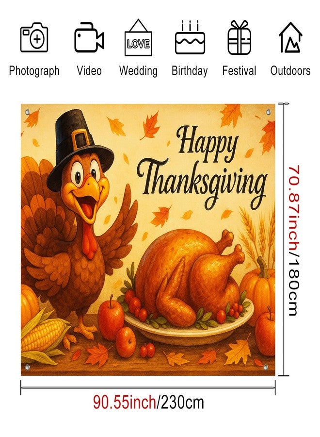 BlissYard Thanksgiving Backdrop Banner 8x6ft Turkey Harvest Decor Happy Thanksgiving Background Autumn Party Photo Backdrop Fall Party Supplies Outdoor Indoor Decoration - Image 3