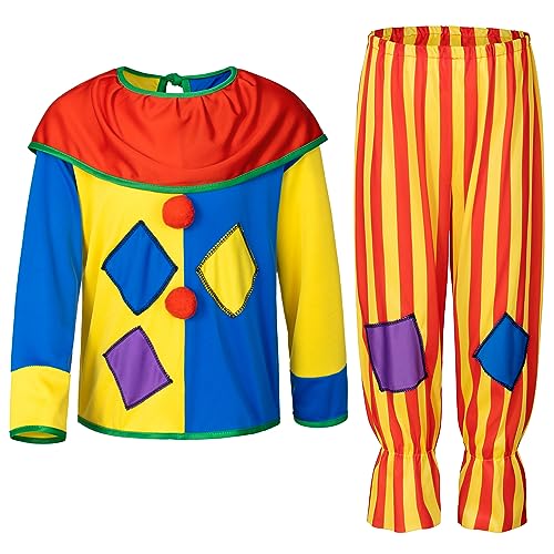 Yoroka 5Pcs Kids clown costume set Circus costume Boys and Girls Cosplay Costumes Quick Dress up for Clown(XL) - Image 2