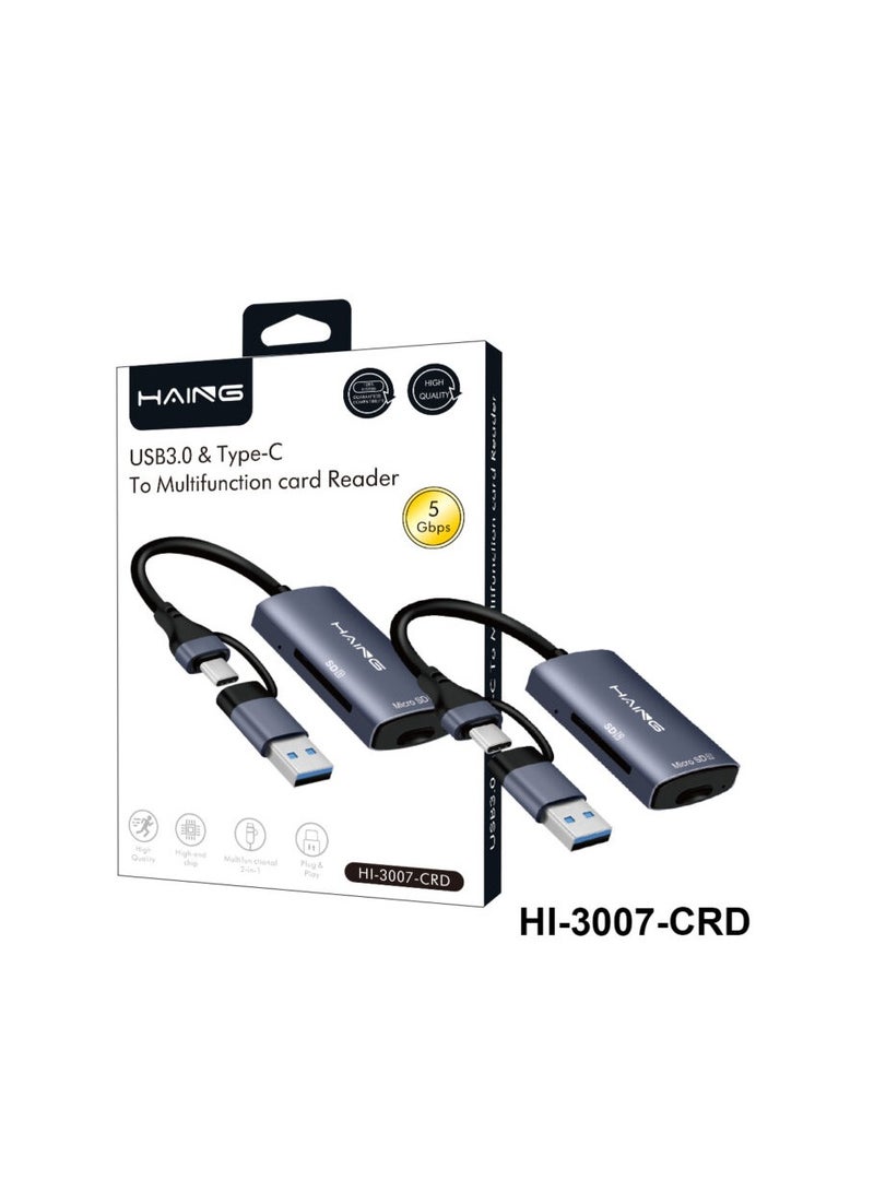 Haing USB 3.0 & Type -C To Multifunction Card Reader