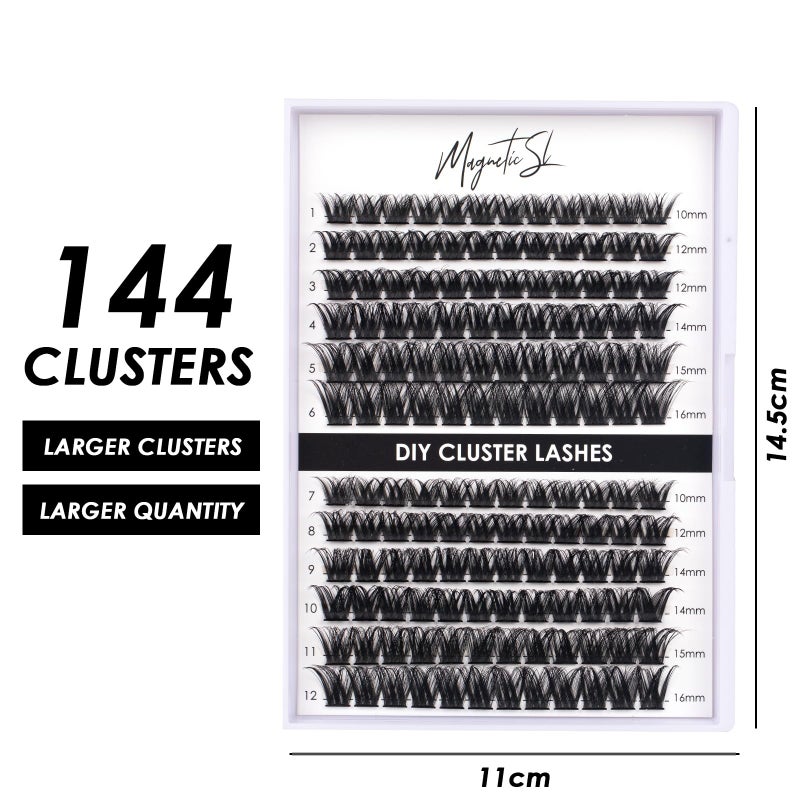 Magnetic SL Lash Clusters 144 Pcs Individual Lashes Clusters Eyelash Extensions False Eyelashes DIY Lash Extension Reusable False Eyelashes Natural Look Mix 10-16mm-DM27 - Image 2