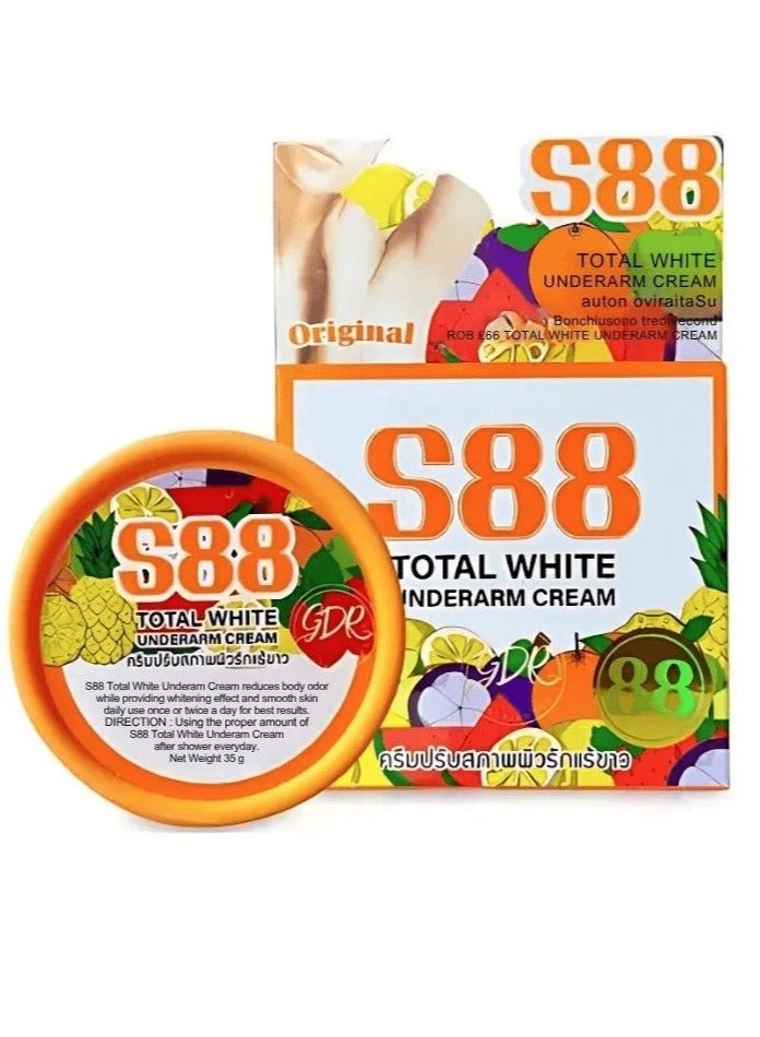 S88 أبيض بالكامل كريم توتال وايت الأصلي يزيل الأوساخ ويتخلص من الروائح ويفتح البشرة مع تحفيز مرونة الجلد .35 جرام