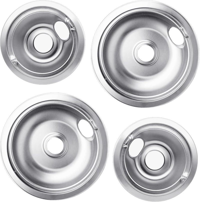 Pulluty Drip Pans for Electric Stove Compatible with Frigidaire,Tappan,Kenmore Stove Drip Pans, Thickening design, Includes 2 x 6-Inch and 2 x 8-Inch Drip Bowls(Model 316048413 & 316048414) - Image 1