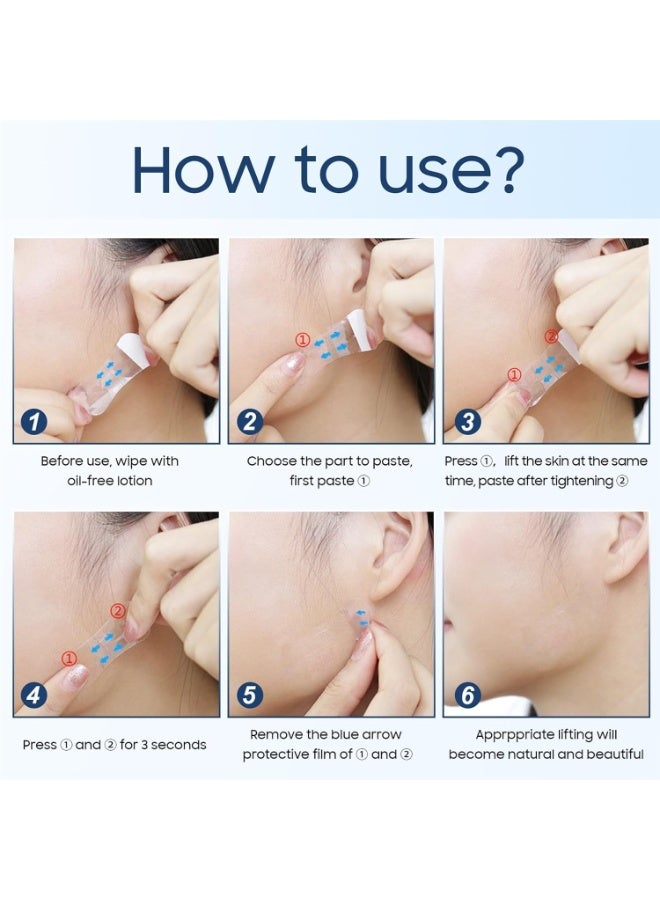 إيلهو 60 رقعة لرفع الوجه، أربطة مرنة للغاية مضادة للتجاعيد، أربطة غير مرئية لرفع الوجه لرفع الذقن المزدوج، تجاعيد الوجه، رقع مقاومة للماء للرقبة والعين على شكل حرف V - Image 3