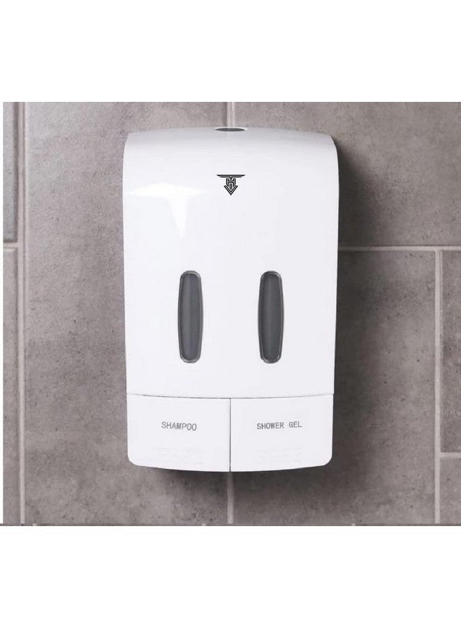 TARGET HYGIENE Manual Soap Dispenser Wall Mounted Manual Shampoo Shower Gel Soap Hand Sanitizer Plastic Liquid Dispenser (Dual -500ml:500ml) 1000 ML White - Image 2
