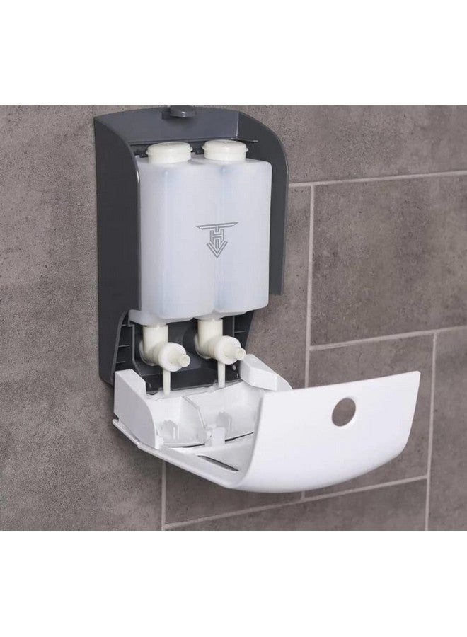 TARGET HYGIENE Manual Soap Dispenser Wall Mounted Manual Shampoo Shower Gel Soap Hand Sanitizer Plastic Liquid Dispenser (Dual -500ml:500ml) 1000 ML White - Image 5