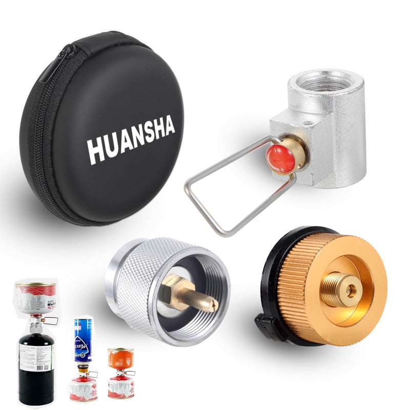 HUANSHA 3-Piece Propane/Isobutane/Butane Refill Adapter Set - Camping Backpacking Stove Refill Adapter Valve for 1LB Propane/Butane Gas Tank - Image 1