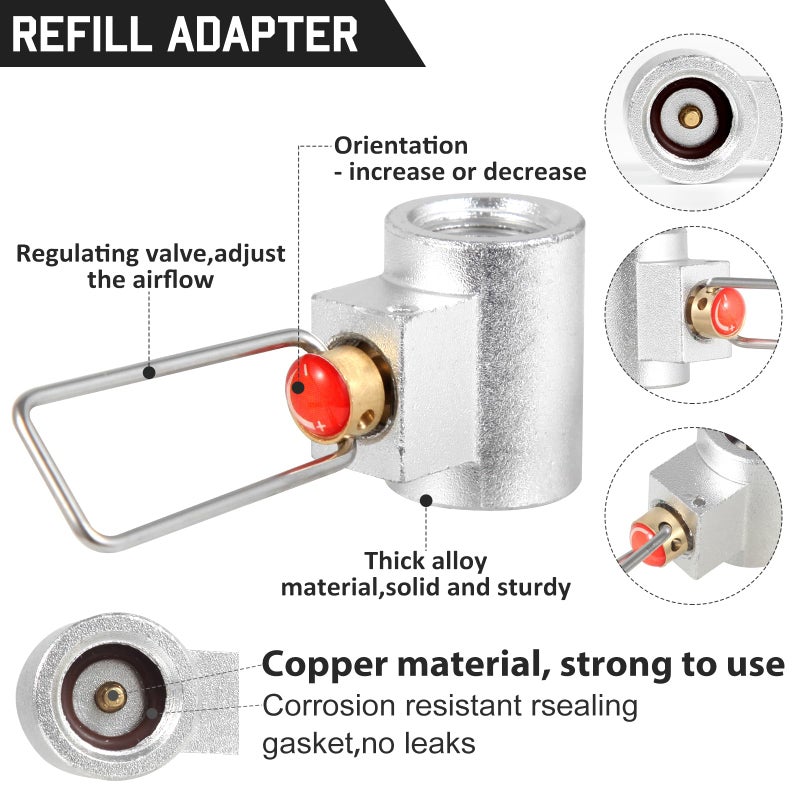 HUANSHA 3-Piece Propane/Isobutane/Butane Refill Adapter Set - Camping Backpacking Stove Refill Adapter Valve for 1LB Propane/Butane Gas Tank - Image 3