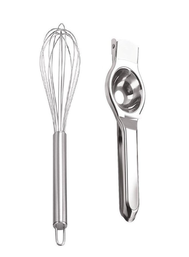 BLUE WONDER Stainless Steel Wire-Egg Beater | Wisk with Handle Combo Stainless Steel Sansi Pakkad Pinser | Kitchen Accessories | Multipurpose Kitchen Tool | Multicolour | Pack of 2