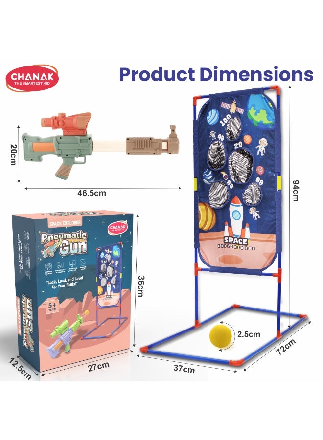 Chanak Space Explorer Pack Of 2 Pneumatic Toy With Scoring Net Stand Include 24 Orange & 24 Yellow Soft Foam Ball, for Indoor Outdoor Use Safe For Boys Girls, Above 5+ Age,  (Color As Per Availability) - Image 2