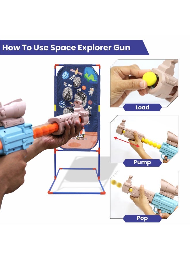Chanak Space Explorer Pack Of 2 Pneumatic Toy With Scoring Net Stand Include 24 Orange & 24 Yellow Soft Foam Ball, for Indoor Outdoor Use Safe For Boys Girls, Above 5+ Age,  (Color As Per Availability) - Image 5