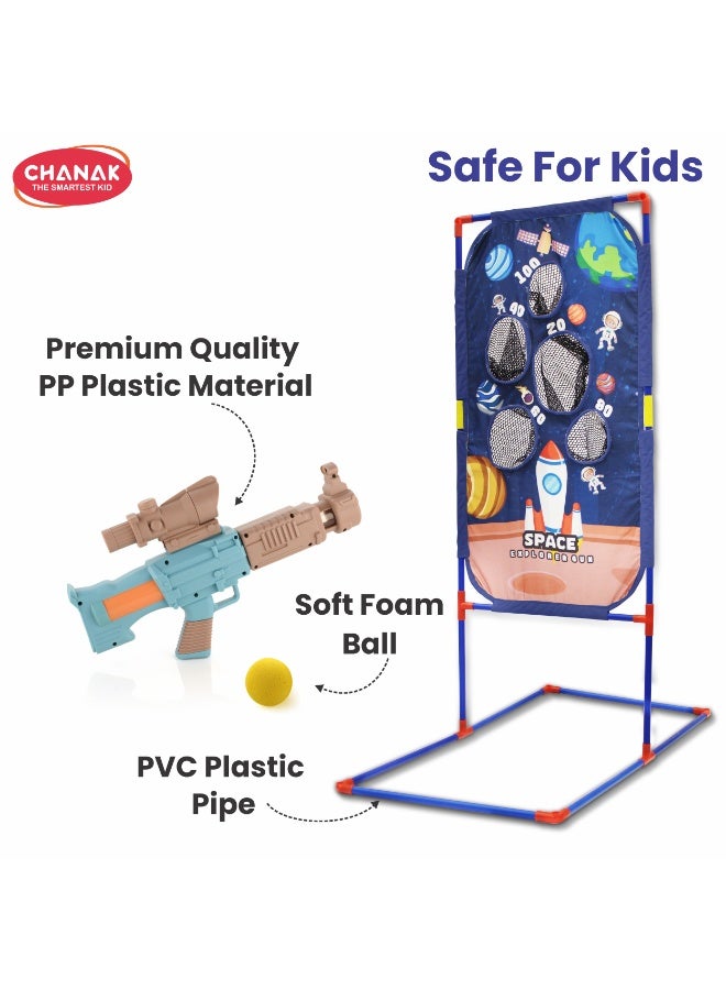 Chanak Space Explorer Pack Of 2 Pneumatic Toy With Scoring Net Stand Include 24 Orange & 24 Yellow Soft Foam Ball, for Indoor Outdoor Use Safe For Boys Girls, Above 5+ Age,  (Color As Per Availability) - Image 4