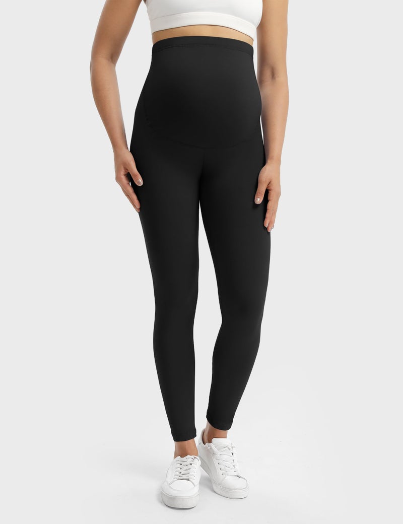 Buttergene Women's Maternity Leggings Over The Belly Maternity Workout Pants Pregnancy Yoga Leggings Ink Black - Image 2