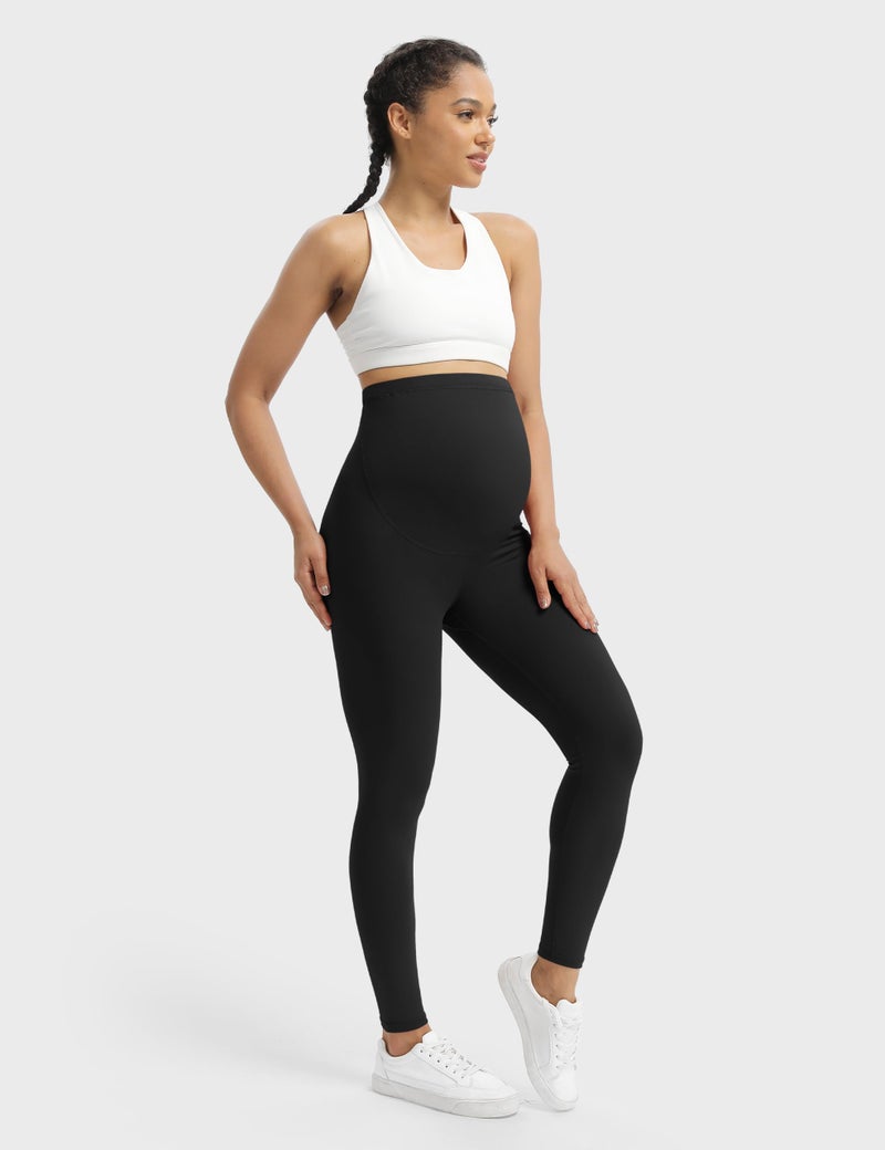 Buttergene Women's Maternity Leggings Over The Belly Maternity Workout Pants Pregnancy Yoga Leggings Ink Black - Image 5