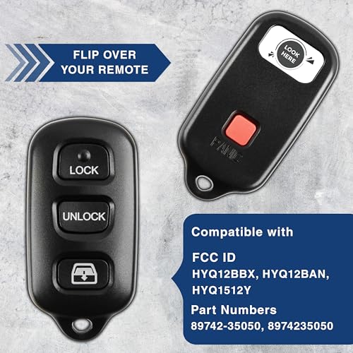 KeylessOption 2X KeylessOption Key Fob Replacement for 1999 2000 2001 2002 2003 2004 2005 2006 2007 2008 2009 Toyota Sequoia 4Runner Keyless Entry Remote Remote Control, 3-Button Panic HYQ12BBX, Self Programming - Image 4
