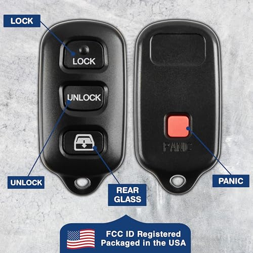 KeylessOption 2X KeylessOption Key Fob Replacement for 1999 2000 2001 2002 2003 2004 2005 2006 2007 2008 2009 Toyota Sequoia 4Runner Keyless Entry Remote Remote Control, 3-Button Panic HYQ12BBX, Self Programming - Image 5