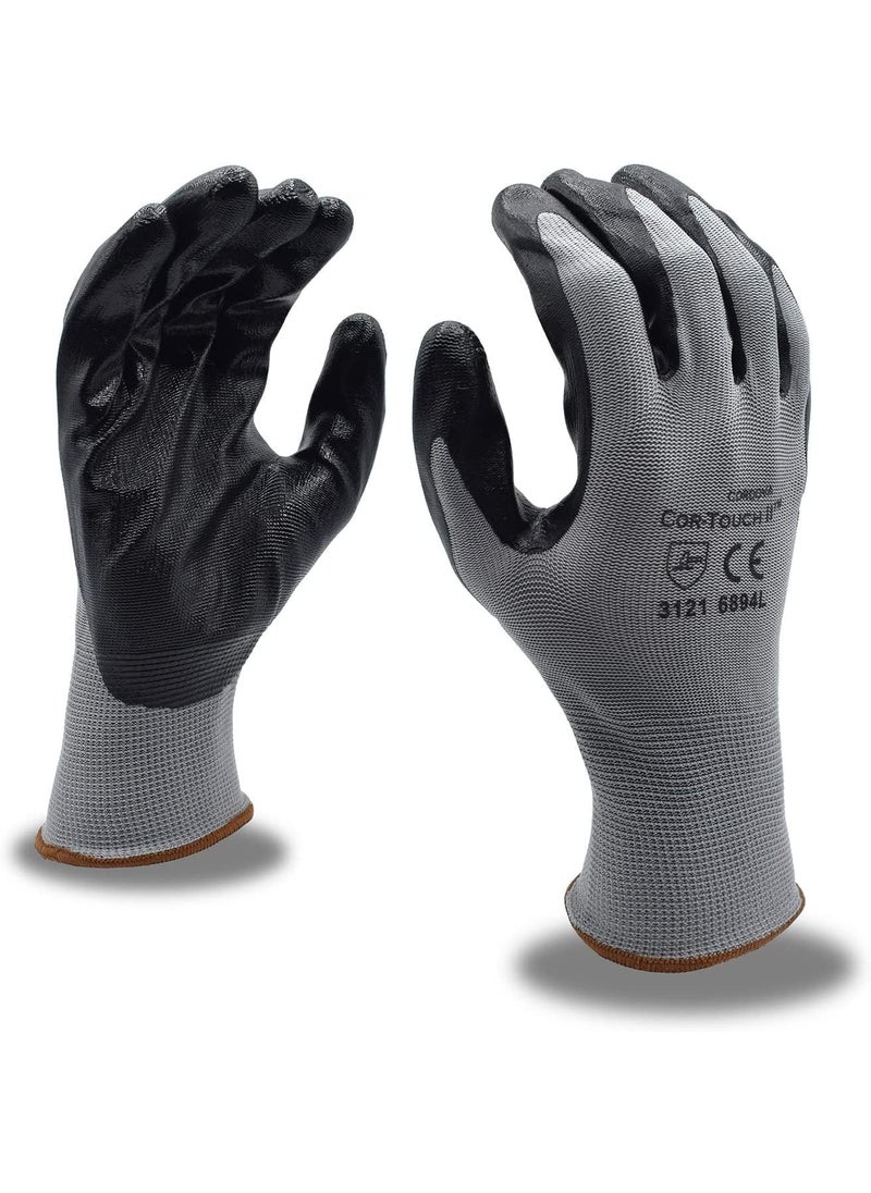 Cordova Cordova 6894L CorTouch II 13Gauge Gloves Gray Polyester Shell Black Flat Nitrile Palm Coating Large 12Pack Bulk Work Gloves  - Image 2