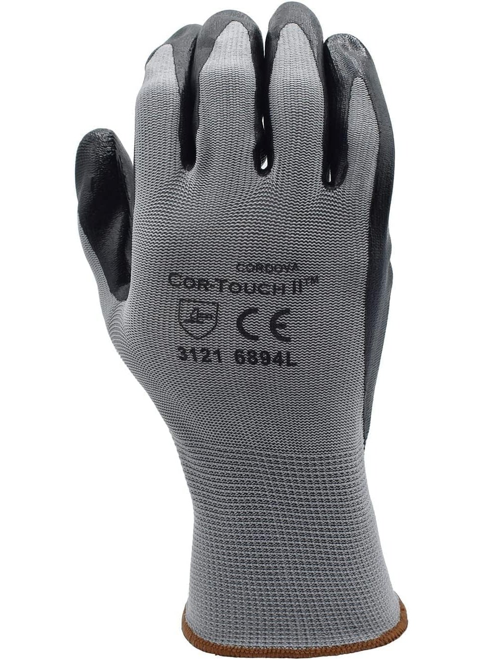 Cordova Cordova 6894L CorTouch II 13Gauge Gloves Gray Polyester Shell Black Flat Nitrile Palm Coating Large 12Pack Bulk Work Gloves  - Image 3