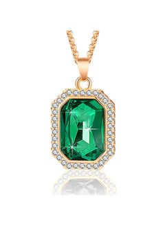 EVEVIC Austrian Crystal Halo Octagon Pendant Necklaces for Women Fashion 14K Gold Plated Dainty  Hypoallergenic Jewelry  - Image 1