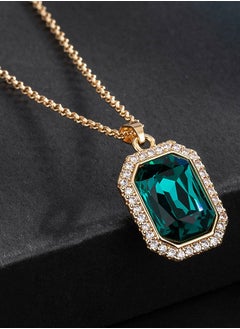 EVEVIC Austrian Crystal Halo Octagon Pendant Necklaces for Women Fashion 14K Gold Plated Dainty  Hypoallergenic Jewelry  - Image 2