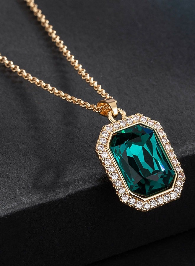 EVEVIC Austrian Crystal Halo Octagon Pendant Necklaces for Women Fashion 14K Gold Plated Dainty  Hypoallergenic Jewelry - Image 2