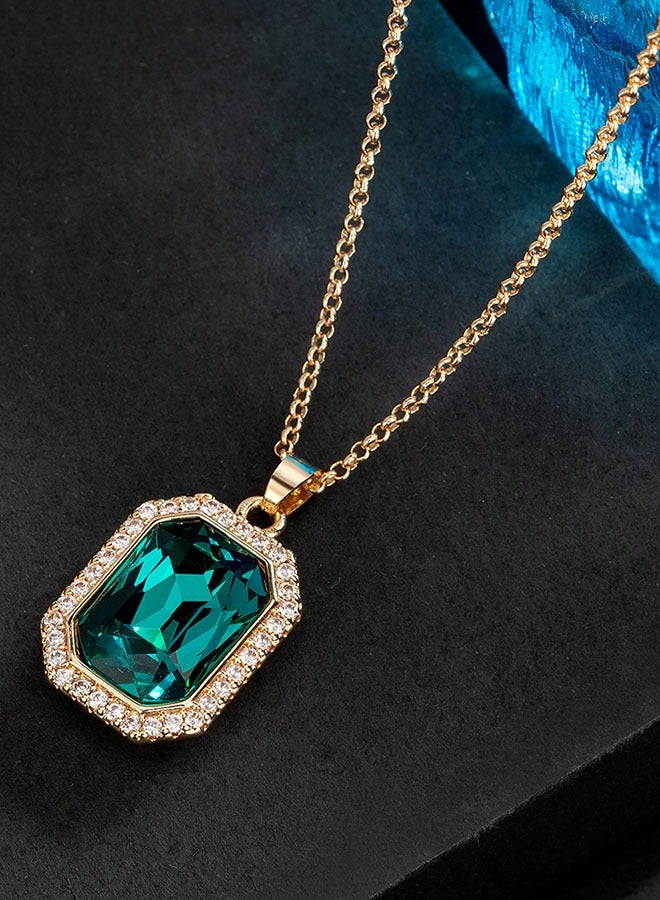 EVEVIC Austrian Crystal Halo Octagon Pendant Necklaces for Women Fashion 14K Gold Plated Dainty  Hypoallergenic Jewelry - Image 4