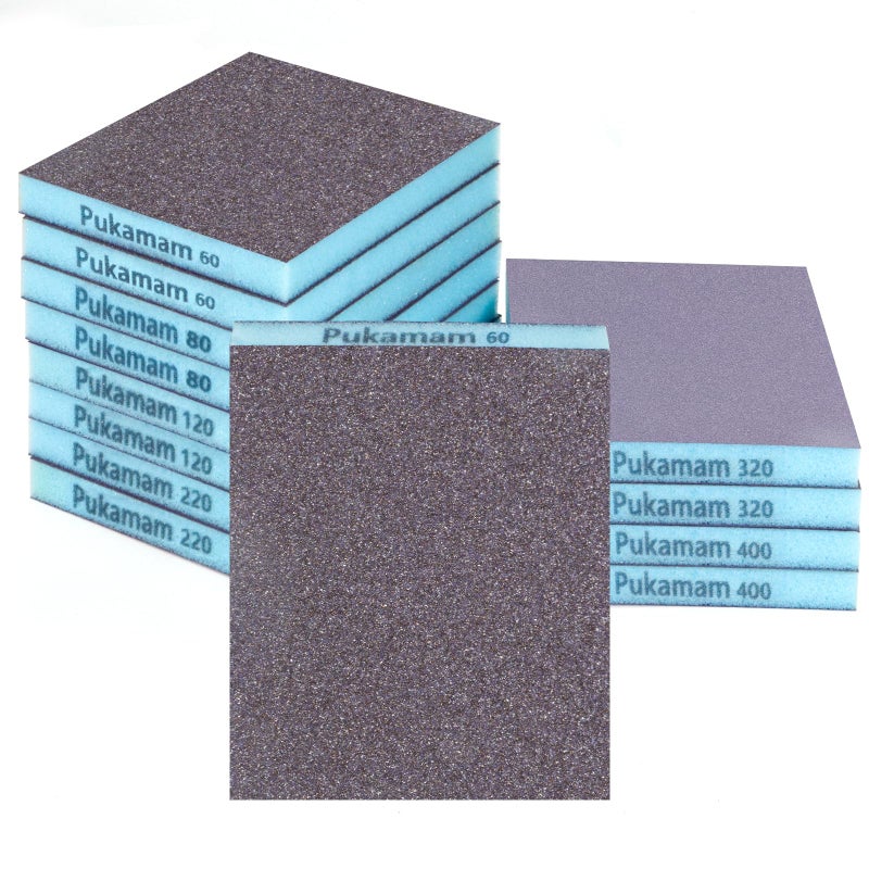 Pukamam 12 Pack Sanding Sponge Washable and Reusable Sanding Blocks 6080120220320400 Grit Wet Dry Sand Paper Assortment Pack for Wood Drywall Metal Furniture - Image 2