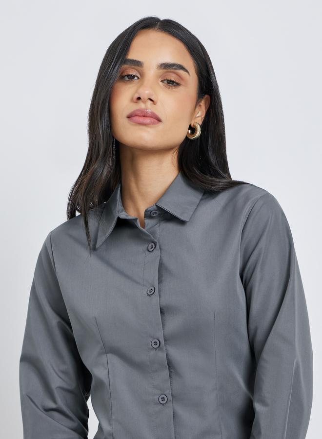 ستايلي قميص بياقة واسعة بأزرار صلبة - Image 4
