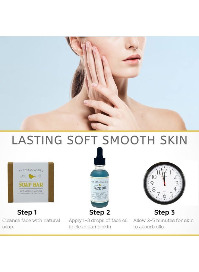 The Yellow Bird Balancing Blue Tansy Face Oil – Skin Glowing Serum. Collagen Support. Promotes Clear Skin Naturally. Wrinkle & Pore Minimizer. Natural, Vegan Facial Moisturizer. - Image 4