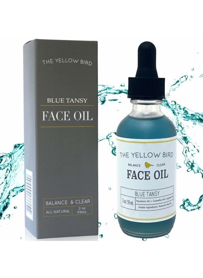 The Yellow Bird Balancing Blue Tansy Face Oil – Skin Glowing Serum. Collagen Support. Promotes Clear Skin Naturally. Wrinkle & Pore Minimizer. Natural, Vegan Facial Moisturizer. - Image 1