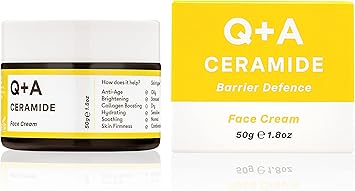 Q+A QA Ceramide Barrier Defence Face Cream a face moisturiser containing Cinamides Pro VitaminE and Squalane to improve skin moisturisation and elasticity 50g - Image 1