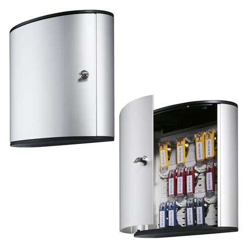 Durable Wall Mounted Secure Key Cabinet with Keyed Lock Holds 18 Key Tags 1134 x 458 x 11 Inches Brushed Aluminum 195123