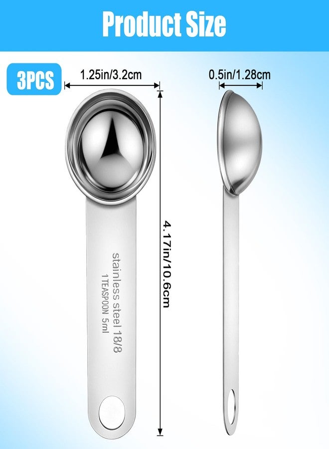 Thrymme 3PCS Teaspoon Measuring Spoon, 1 Teaspoon Scoop Stainless Steel, Dishwasher Safe for Baking, Coffee, Tea & Kitchen (5ml) - Image 2