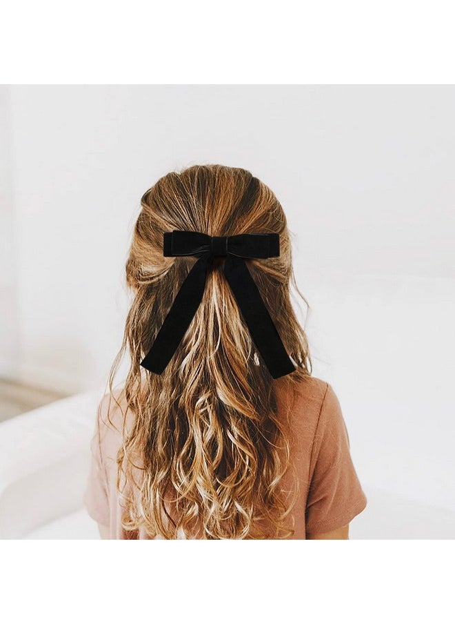 Aileam - 2Pcs Black Velvet Bows Girls Hair Clip Ribbon Accessories For Baby Toddlers Teens Kids - Image 1