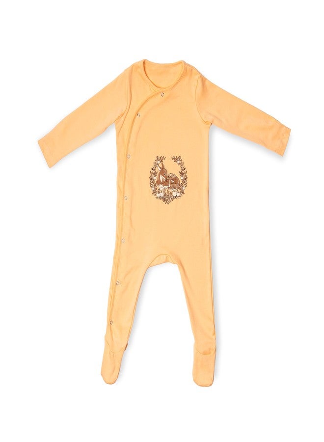 FawnFeel Premium Cotton Full Sleeve Sleepsuit/Romper for Boys/Girls New Born Baby -Solid print (Peach, 3-6 MONTHS) - Image 1