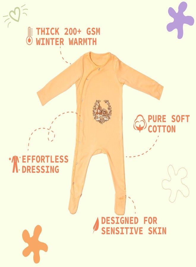 FawnFeel Premium Cotton Full Sleeve Sleepsuit/Romper for Boys/Girls New Born Baby -Solid print (Peach, 3-6 MONTHS) - Image 4