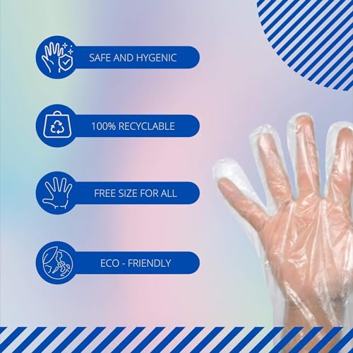 Stylo Biodegradable & 100% Compostable Disposable Hand Gloves, Transparent Hand Gloves for cleaning/Kitchen/Restaurant/Gardening/Public Areas (200 PIECES) - Image 5