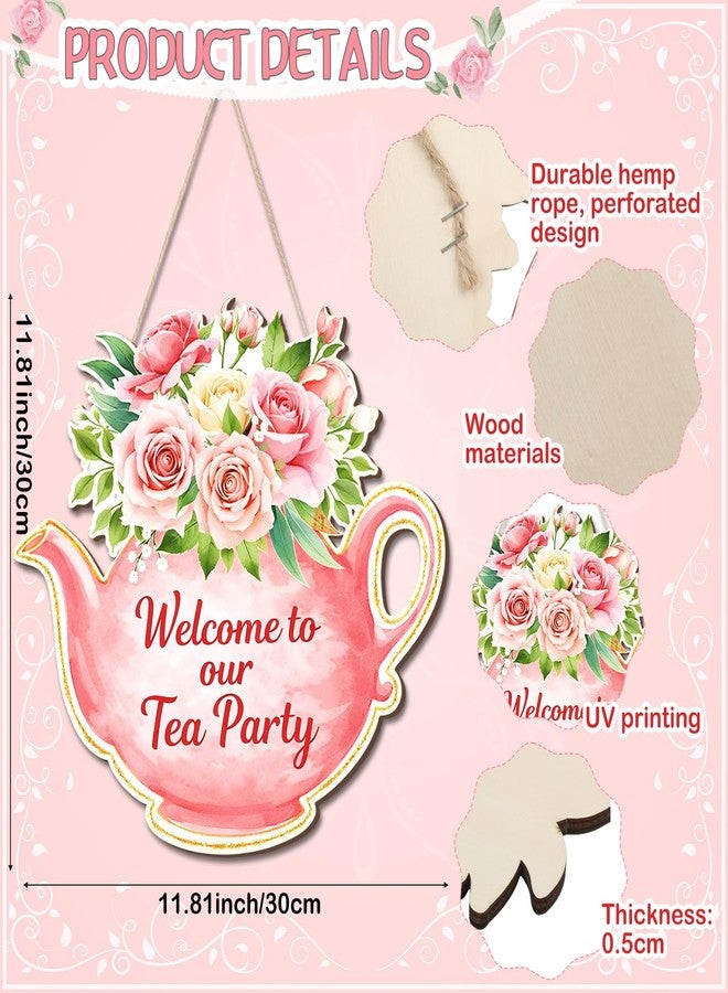Capoda Tea Party Decoration Door Sign, Colorful Teapot Tea Party Decor Hanging Teapot Welcome Sign for Front Door, Home Wall Porch, Indoor Outdoor Decor - Image 3
