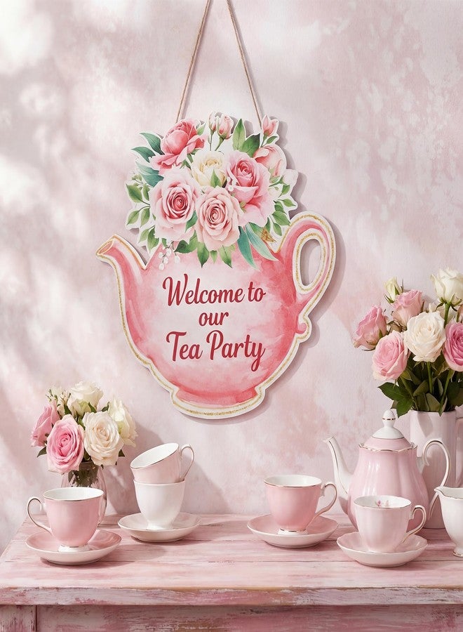 Capoda Tea Party Decoration Door Sign, Colorful Teapot Tea Party Decor Hanging Teapot Welcome Sign for Front Door, Home Wall Porch, Indoor Outdoor Decor - Image 5