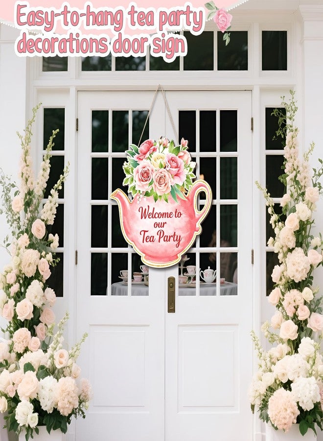 Capoda Tea Party Decoration Door Sign, Colorful Teapot Tea Party Decor Hanging Teapot Welcome Sign for Front Door, Home Wall Porch, Indoor Outdoor Decor - Image 4
