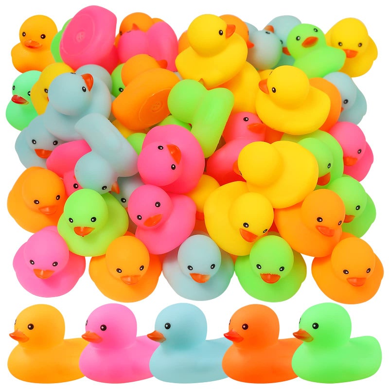 EKisemio 50pcs Mini Rubber Ducks Bath Toys, Multicolor Rubber Duckies Bulk, Mini Ducks Hiding for Cruise Ship Party Favors Shower Decorations Ducky Themed Pool Squeeze Games Classroom Prize - Image 1